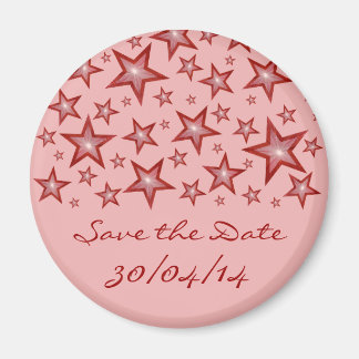 Red Stars 'Save the Date' fridge magnet pink
