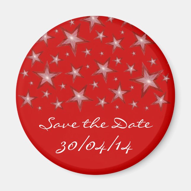 Red Stars 'Save the Date' fridge magnet red (Front)