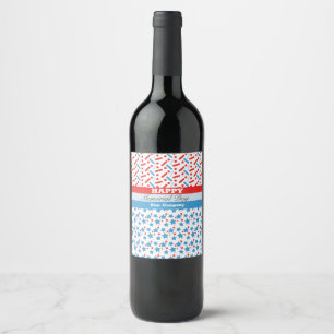 Red Stars Sprinkles Memorial Day Event Party Wine Label