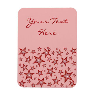 Red Stars 'Text' flexible magnet vertical pink
