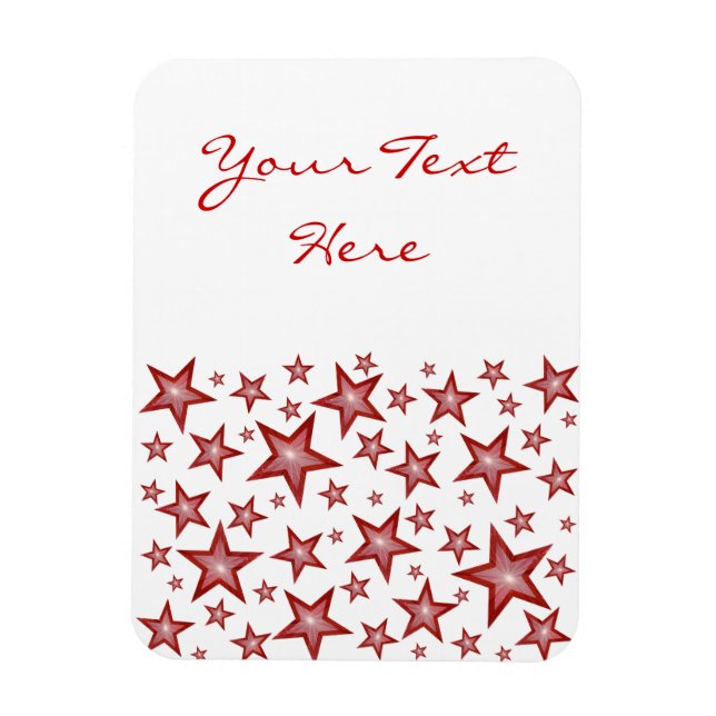 Red Stars 'Text' flexible magnet vertical white (Vertical)