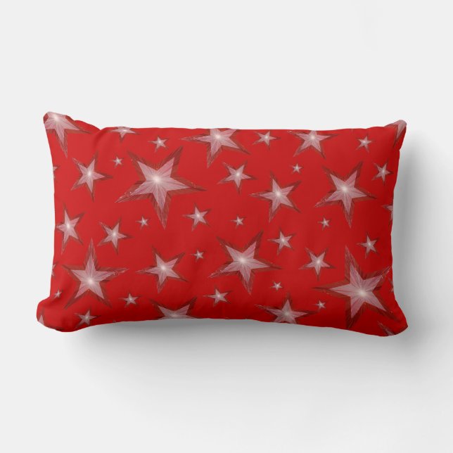 Red Stars 'Text' lumbar red Cushion (Front)