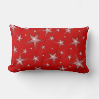 Red Stars 'Text' lumbar white back Cushion