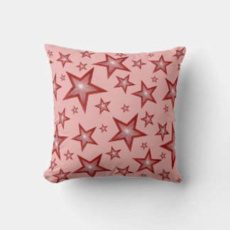 Red Stars 'Text' square pale pink Cushion