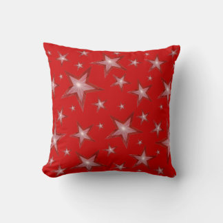 Red Stars 'Text' throw pillow square white