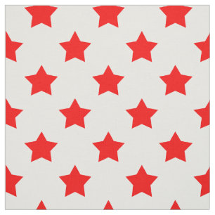 Red Stars White Background Textile Fabric