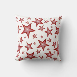 Red Stars White 'Text' square red back Cushion