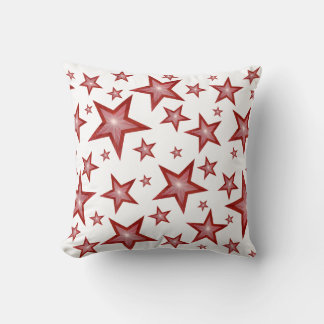 Red Stars White 'Text' square white back Cushion