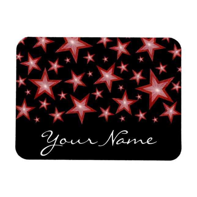 Red Stars 'Your Name' flexible magnet black (Horizontal)