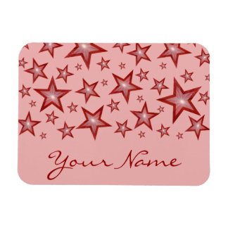 Red Stars 'Your Name' flexible magnet pink