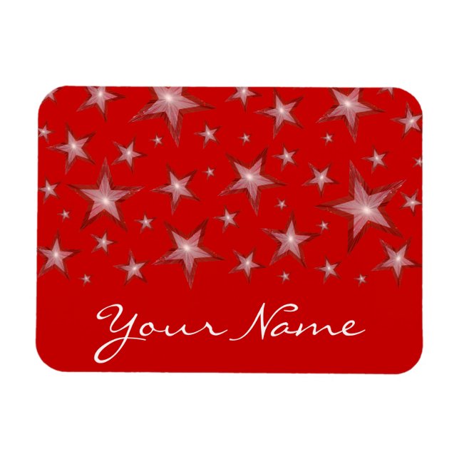 Red Stars 'Your Name' flexible magnet red (Horizontal)