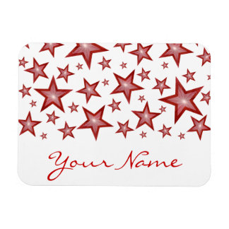Red Stars 'Your Name' flexible magnet white
