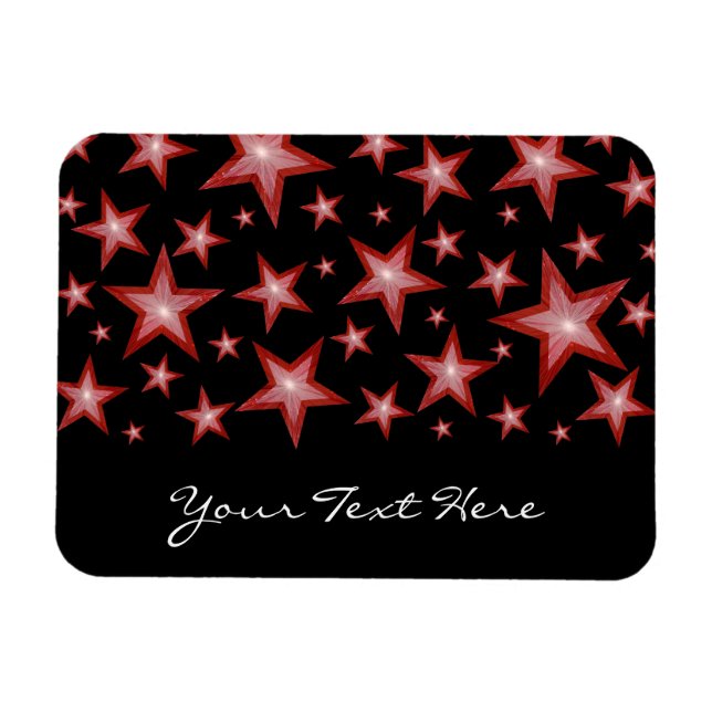Red Stars 'Your Text' flexible magnet black (Horizontal)