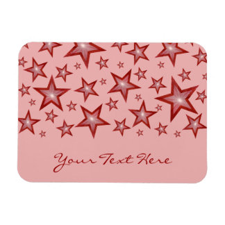 Red Stars 'Your Text' flexible magnet pink
