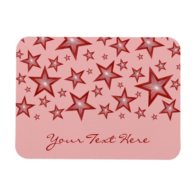 Red Stars 'Your Text' flexible magnet pink (Horizontal)