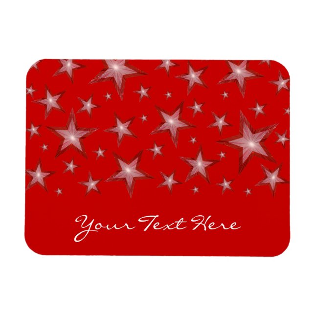 Red Stars 'Your Text' flexible magnet red (Horizontal)