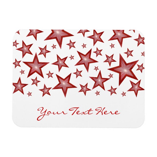Red Stars 'Your Text' flexible magnet white (Horizontal)