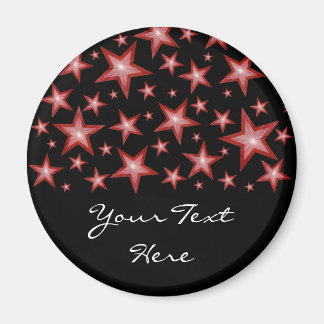 Red Stars 'Your Text' fridge magnet black