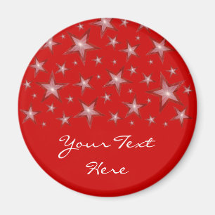 Red Stars 'Your Text' fridge magnet red
