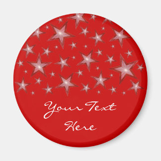 Red Stars 'Your Text' fridge magnet red