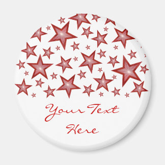 Red Stars 'Your Text' fridge magnet white