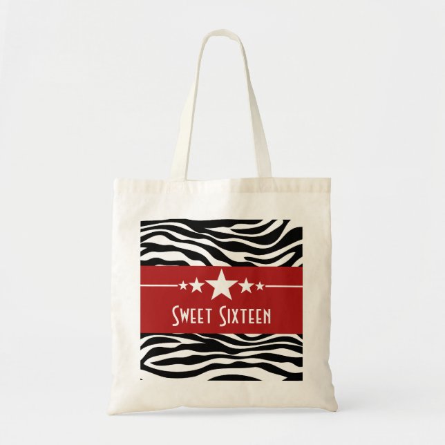 Red Stars Zebra Print Sweet 16 Bag (Front)