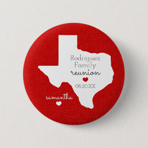 Red State of Texas Family Reunion 6 Cm Round Badge