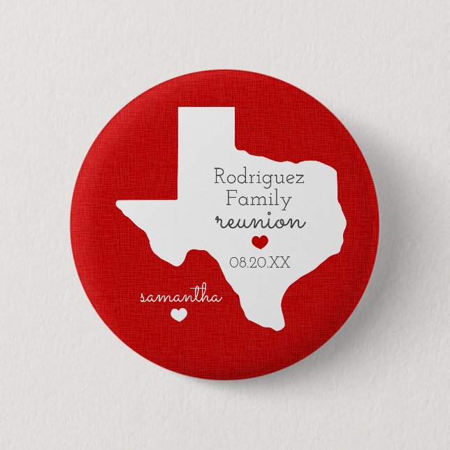 Red State of Texas Family Reunion 6 Cm Round Badge (Front)