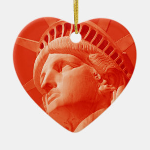 Red Statue of Liberty Ceramic Tree Decoration