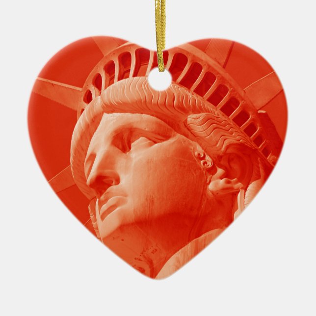 Red Statue of Liberty Ceramic Tree Decoration (Front)