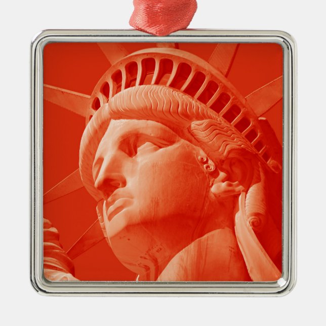 Red Statue of Liberty Metal Tree Decoration (Front)