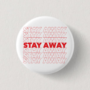 Red Stay Away Social Distancing 3 Cm Round Badge