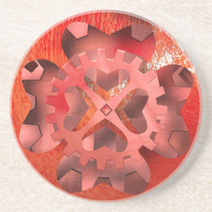 red  steampunk clockwork coaster