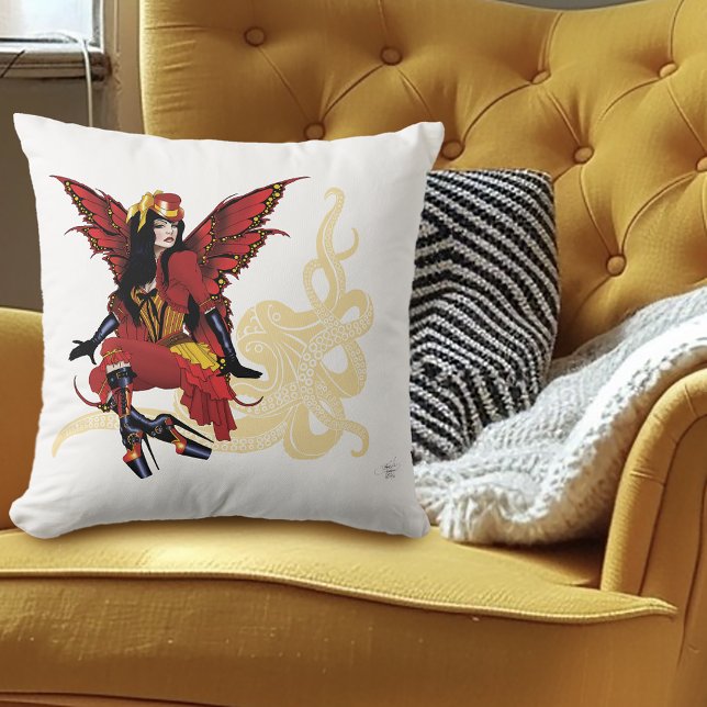 Red Steampunk Fairy Octopus Cushion (Creator Uploaded)