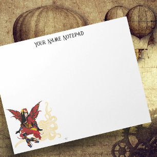 Red Steampunk Fairy Octopus Notepad