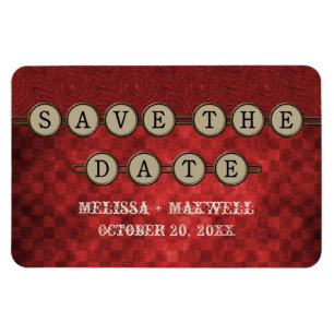 Red Steampunk Keys Save the Date Flexi Magnet