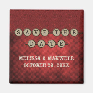 Red Steampunk Keys Save the Date Magnet