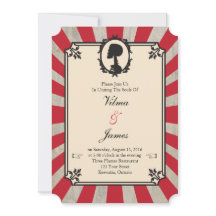 Red Steampunk Skeleton Vintage Wedding Invitation