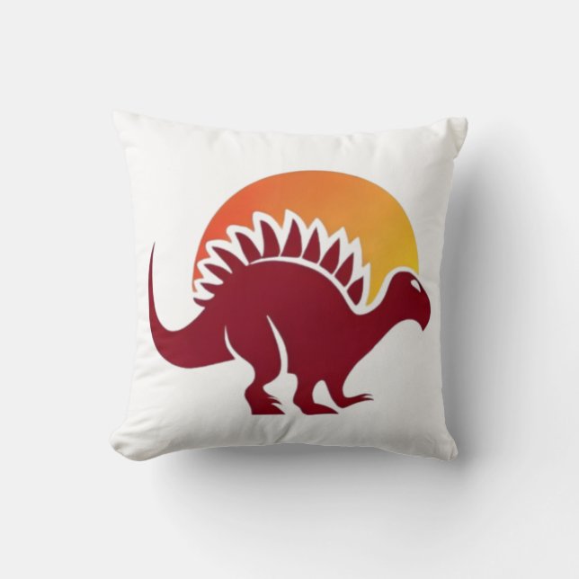 Red Stegosaurus Sunset Silhouette  Cushion (Front)
