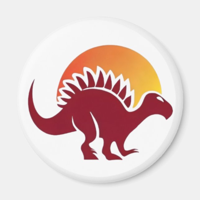 Red Stegosaurus Sunset Silhouette  Magnet (Front)