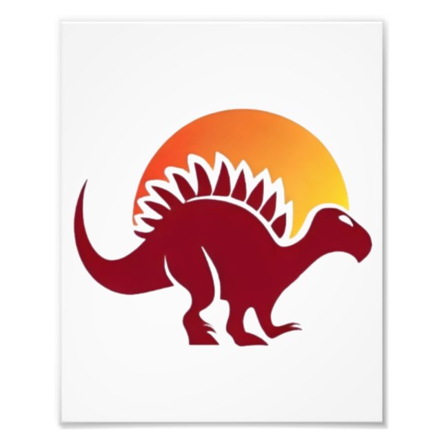 Red Stegosaurus Sunset Silhouette  Photo Print (Front)