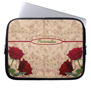 Red Stem Roses Romantic Personalise Laptop Sleeve