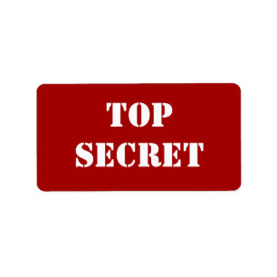 Red Stencil Top Secret Label