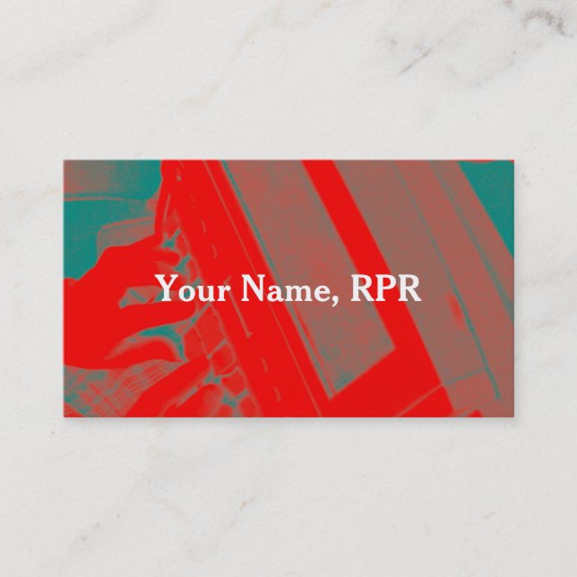 Red Steno Machine Court Reporter Business Card (Front)
