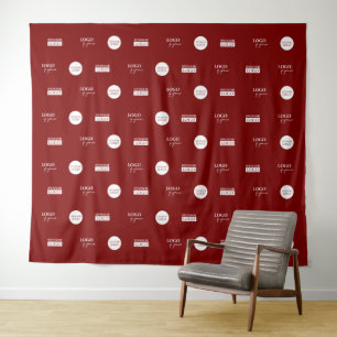 Red Step repeat Company Sponsor logos Media wall Tapestry