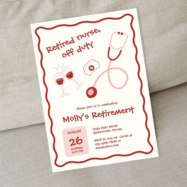 Red Stethoscope Nurse Retirement Party Invitation (Red Stethoscrope Nurse Retirement Party Invitation)