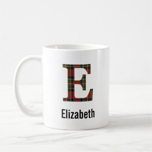 Red Stewart Plaid Monogram E Mug