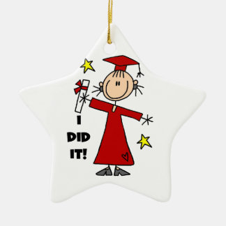 Red Stick Figure Girl Graduate Ceramic Tree Decoration