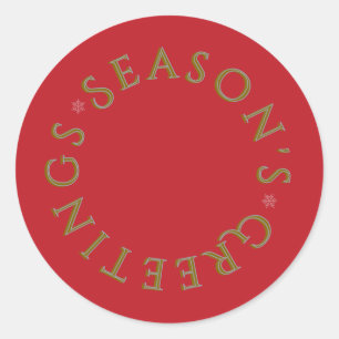 Red Sticker- Gold Typography Classic Round Sticker