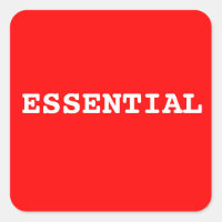 Red Sticker That Says Essential